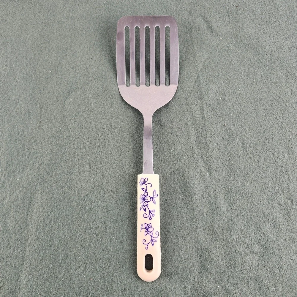 Temp-tations by Tara Blue Floral Lace Grandma Stainless Spatula Silicone Handle